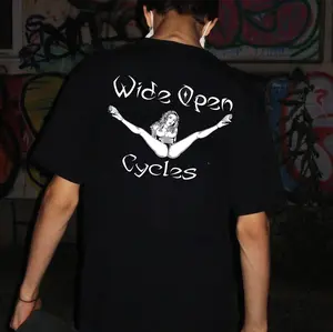 WIDE OPEN CYCLES Sexy Lady Black Print T-shirt