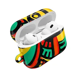 African Abstract Tribal Pattern AirPod Case — Colorful Geometric Protective Cover, Audio, Polycarbonate