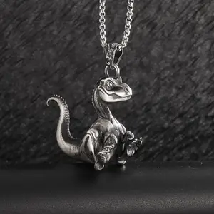 Funky Dinosaur Pendant Necklace - Punk Hip-Hop Rock Style, Zinc Alloy Party Jewelry Gift
