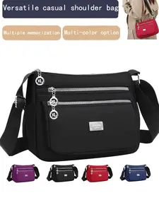Oxford Cloth Shoulder Crossbody Bag, New Nylon Fabric Women's Multi-Layer Mom Large Capacity Canvas Casual Bag, Adjustable Strap Bag