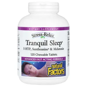 Natural Factors Stress-Relax, Tranquil Sleep, 5-HTP, Suntheanine & Melatonin, 120 Chewable Tablets
