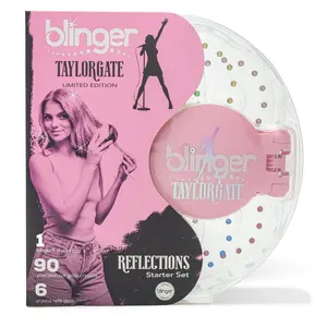 blinger® Limited Edition Taylorgate Reflections Starter Set with blinger® Styling Tool + 90 Precision-Cut Glass Crystals Haircare Brush Heatless