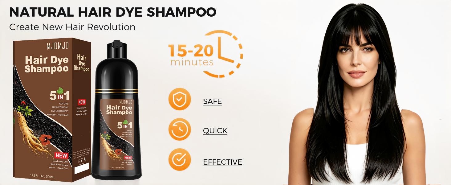 MJDMJD Blonde Brown 5 in 1 Hair Dye Shampoo - Natural Ingredients Can cover gray hairs, Contains Ginseng Extract, Natural Hair coloring, Plant Hair Care，500ml 613 honey blonde silver  dye wine sweet  mint  adore kit kids  braider