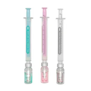 Three-Piece Random Color Set, Creative Needle-Shaped Neutral Pens, 0.5mm Simulated Syringe Shape Design, Ideal for Writing & Drawing, Rollerball Pen Set