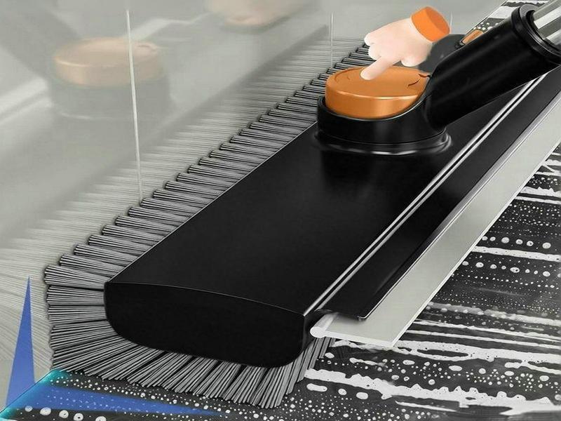 3 in 1 Floor Scrub Brush with 360° Rotating Head & 90° Corners Brush for Patio Shower Garage Deck Tile Concrete & Wood Surfaces Heavy-Duty Stiff Bristle Broom with Long Handle and Hidden Hair Clip - Wooden