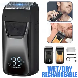 Professional Electric Men's Beard Trimmer Double Foil Shaver Electric Shaver USB Hair Cutting Machine Wet/Dry LED Display Brush Daily Removable，Maquinilla de afeitar eléctrica