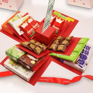 5-Layer creative explosion  box,  wrap box. Creating a 5-Layer of various gifts by yourself. An ideal, mysterious self-made  for birthday, Christmas and anniversaries. (Red, Square)