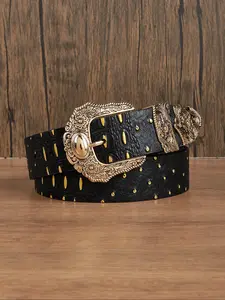 Women's Fashion Crocodile Embossed Flower Decorated PU Buckle Belt, Adjustable Belt, Casual Waistband for Jeans, Fashion Belt for Party, Daily Clothing Decor, Trendy Exquisite Belt for Gift