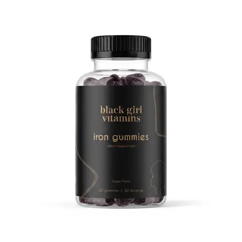 Black Girl Vitamins Iron Gummies - 20mg Iron Supplement for Essential Minerals & Vitamin - Halal Certified Vegan Friendly Dietary Gummies
