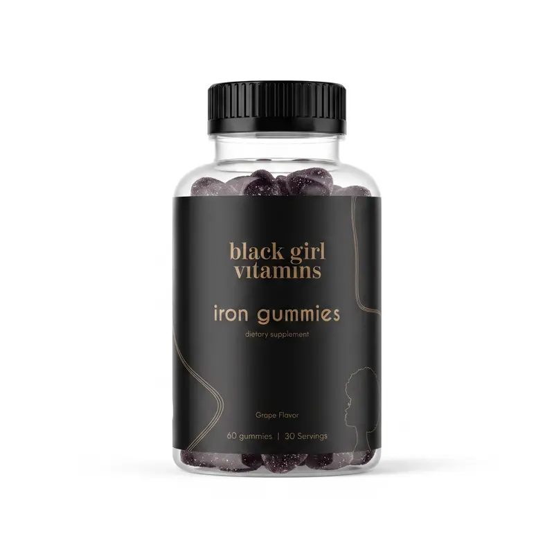 Black Girl Vitamins Iron Gummies - 20mg Iron Supplement for Essential Minerals & Vitamin - Halal Certified Vegan Friendly Dietary Gummies