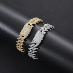 18mm Men's Hip Hop Cuban Link Chain Thorn Spike Punk Necklace Bracelet Urban Streetwear Jewelry Gift for Him