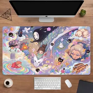 RGB Anime Gaming Mouse Pad, Kawaii Studio Ghibli Inspired Desk Mat, Cute XXL Cartoon Galaxy Desk Mat