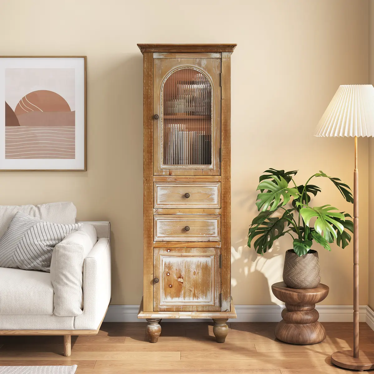 Ancient White + MDF + Solid Wood + American Design