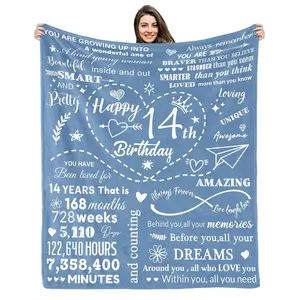 1PC 14th Birthday Blanket Gift for Girls, 14th Birthday Decoration Blanket for Girls, Daughter, Granddaughter, Sister, 14th Birthday Gift Idea Blanket for Girls