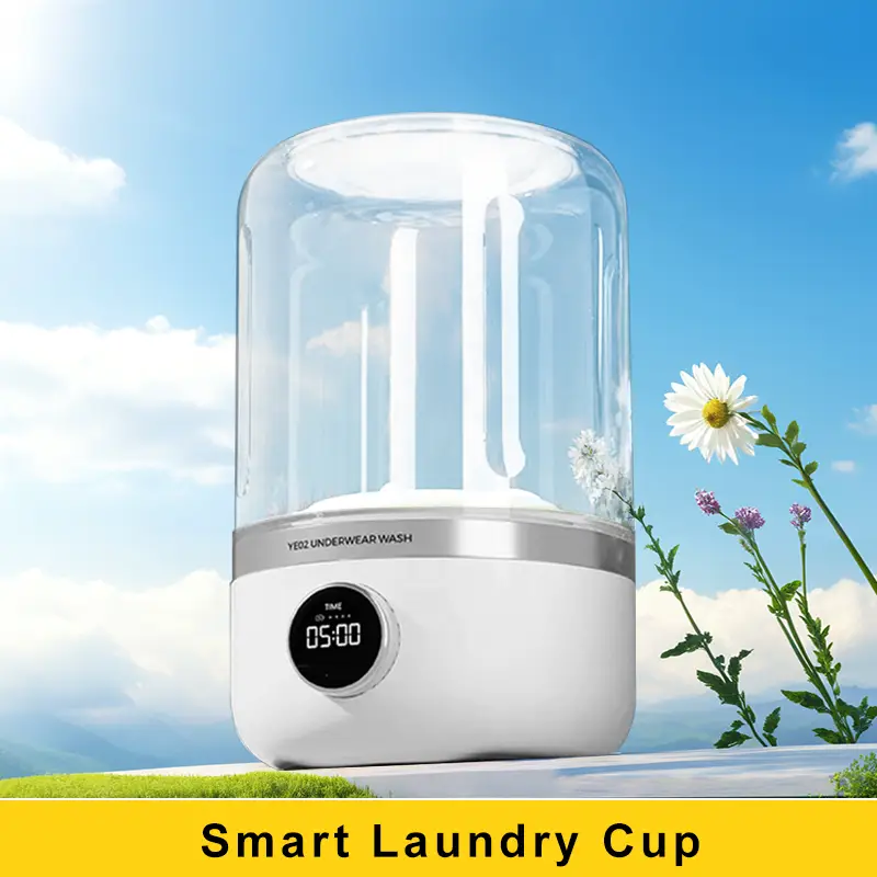 Laundry Cup, Portable Turbo Mini Washing Machine: Compact, Fast & Efficient Laundry Solution for Travel, Socks & Underwear – 1.2L Capacity, Waterproof