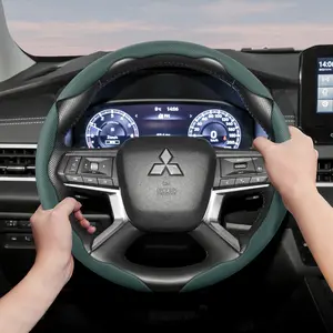 Steering wheel cover for Mitsubishi, perforated breathable leather, segmented design, ultra-thin, protects the steering wheel, suitable for Outlander, ASX, Outlander Sport, RVR, Pajero Sport, Montero Sport, Shogun Sport, Mirage, Space Star, Eclipse Cross