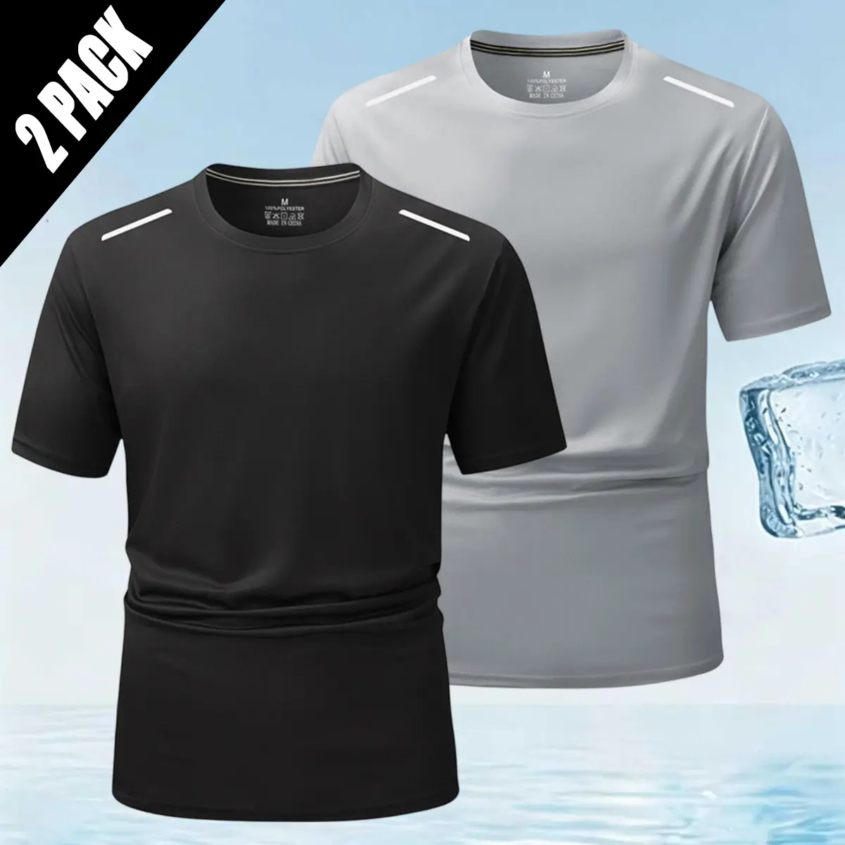 Men's 2-Pack Dry Fit T-Shirts, Short Sleeve Crew Neck Athletic Top, Breathable Fitness Apparel for Gym Workout and Running, Activewear, Casual Ootd, Plain