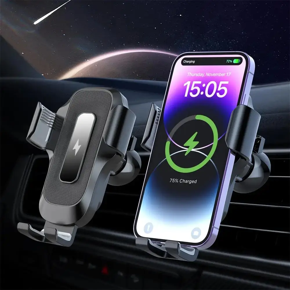Car Air Vent Wireless Phone Charger, 15W Fast Charging Auto Clip-on Wireless Car Charger, Auto Vent Car Charger for iPhone, Samsung Galaxy S23/S22/S21