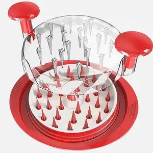 Chicken Shredder Tool Twist, 11" Heavy Duty Large Chicken Shredder with Plate, Meat Grinders Gadgets Machine, ,  Anti-Slip, Dishwasher Safe, Suitable for Pork Beef Chicken, Red