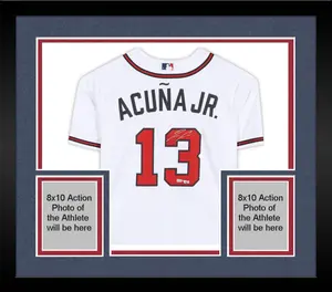 Framed Ronald Acuna Jr. Atlanta Braves Autographed White Nike Replica Jersey - Fanatics Authentic Certified