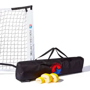 Pickleball Complete Court Set includes Pre-measured Court Line Kit, Net + Frame, and Durable Carry Bag