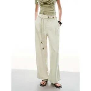 URBAN REVIVO 2026 Sunmmer String Belt Wide Leg Jeans