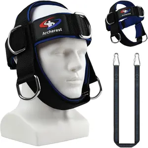 Adjustable Neoprene Neck Head Harness Trainer with Chin Strap, Neck Exerciser for Weight Lifting Home and Gym Use