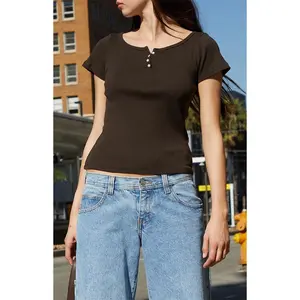 John Galt Women's Brown Zelly Short Sleeve Top