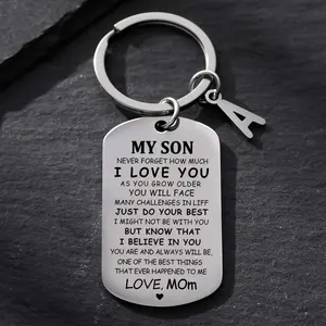 Mom-Never Forget, How Much I Love You Inspirational Gift for Son, Teenage Boy Gift From Mother And Stepmother, Men's Stainless Steel Keychain, Suitable As Birthday, Christmas, Party, Graduation, And School Gift for Son