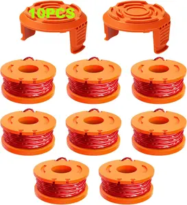 10 Pack Trimmer Spool Line for Worx,(WA0010)Replacement Trimmer Spool Line for Worx,Trimmer Line Refills 0.065 inch for Worx,Suitable for Worx String Trimmers(8 Pack Grass Trimmer Line,2 Trimmer Cap)