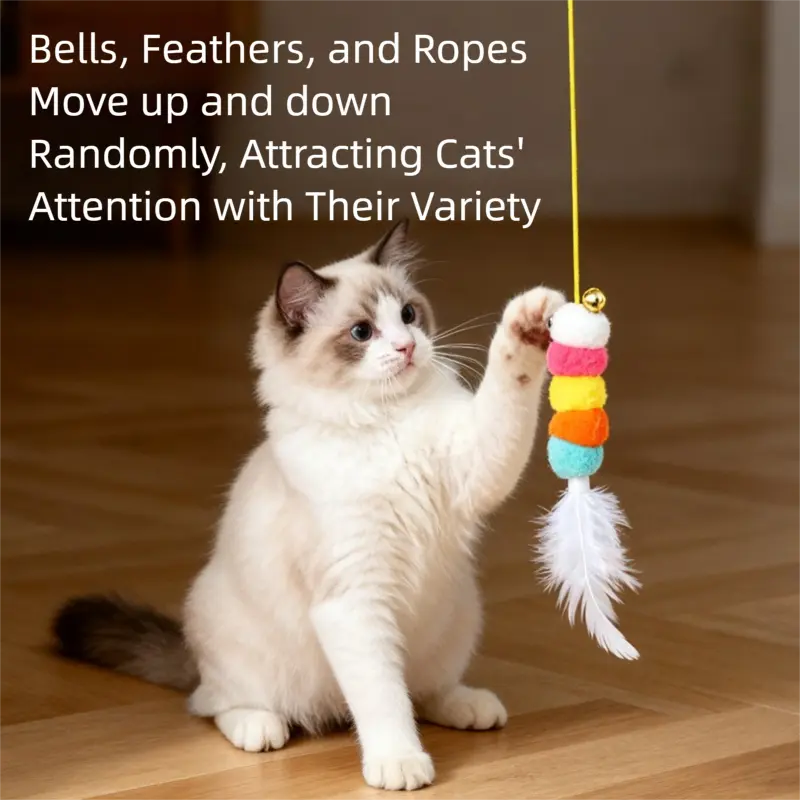 6 Pcs Cat Feather Toys Interactive Teaser Cat Toys with Clocks 6 Pcs Cat Feather Toys Interactive Teaser Cat Toys with Clocks
