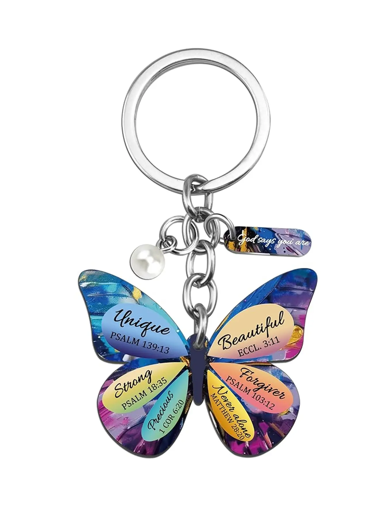 1pc Butterfly Keychain Keyrings Christian Keychains for Women Christian Gifts for Women Faith Religious Gift for Woman Friends Purple Butterfly Accessories Biblical Gift for Woman Girls Mom Mother's Day Gifts Stylish Aesthetic Keychain