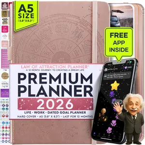 Law of Attraction Planner 2026 A5 Size Weekly & Monthly Life Organizer with Vision Board Gift Box Stickers & Panduo App Inside for Women Men Moms