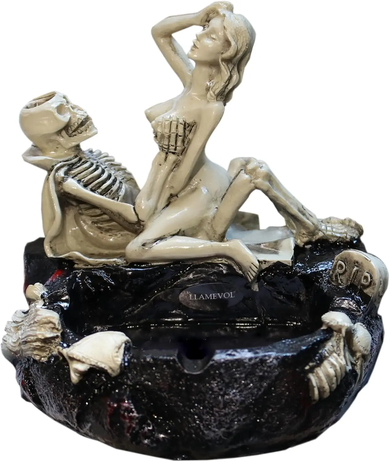 Halloween Skull Sexy Man Ashtray Large Cigarette Ashtray Stand Use as Outdoor Indoor Cool Resin Decoration Gift for Father Boyfriend Lady Girl Women