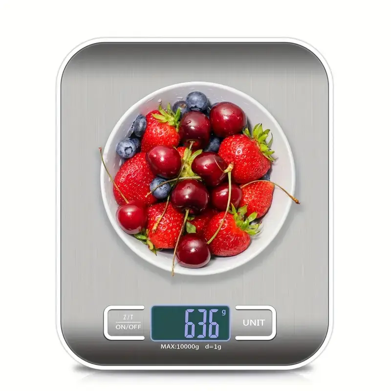 High-Precision 10kg Digital Kitchen Scale, Kitchen Scales for Food, Stainless Steel Food Weighing Scale, Multifunctional Baking & Nutrition Scale, Kitchen Accessories