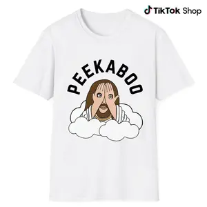 PEEKABOO Jesus Funny T-Shirt, Christian humor graphic tee, religious parody shirt, meme style unisex cotton top, casual streetwear gift for men women