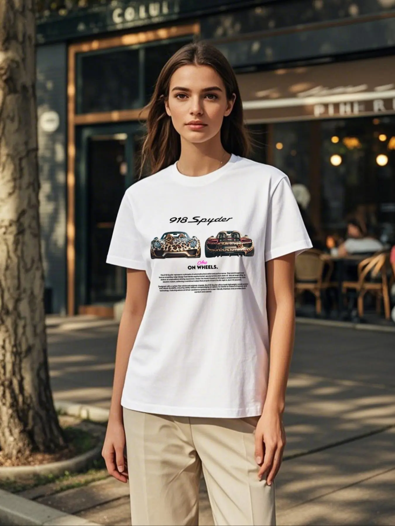 Women's Car & Letter Print Round Neck Tee, Fashion Casual Crew Neck T-Shirt for Daily Holiday Vacation Outdoor Wear, Ladies Clothes for All Seasons, Top