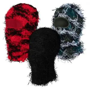 3 Pack Distressed Balaclava Ski Mask  Knitted Full Face Windproof Shiesty Distress Beanie Cap soft fluffy
