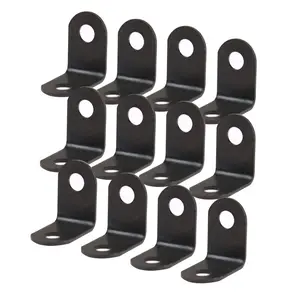 12 count Angle Bracket Metal 12x12mm Black Corner Brace Fastener L Shaped Right Angle Brackets Corner Protector Shelf Support with Screws for Furniture