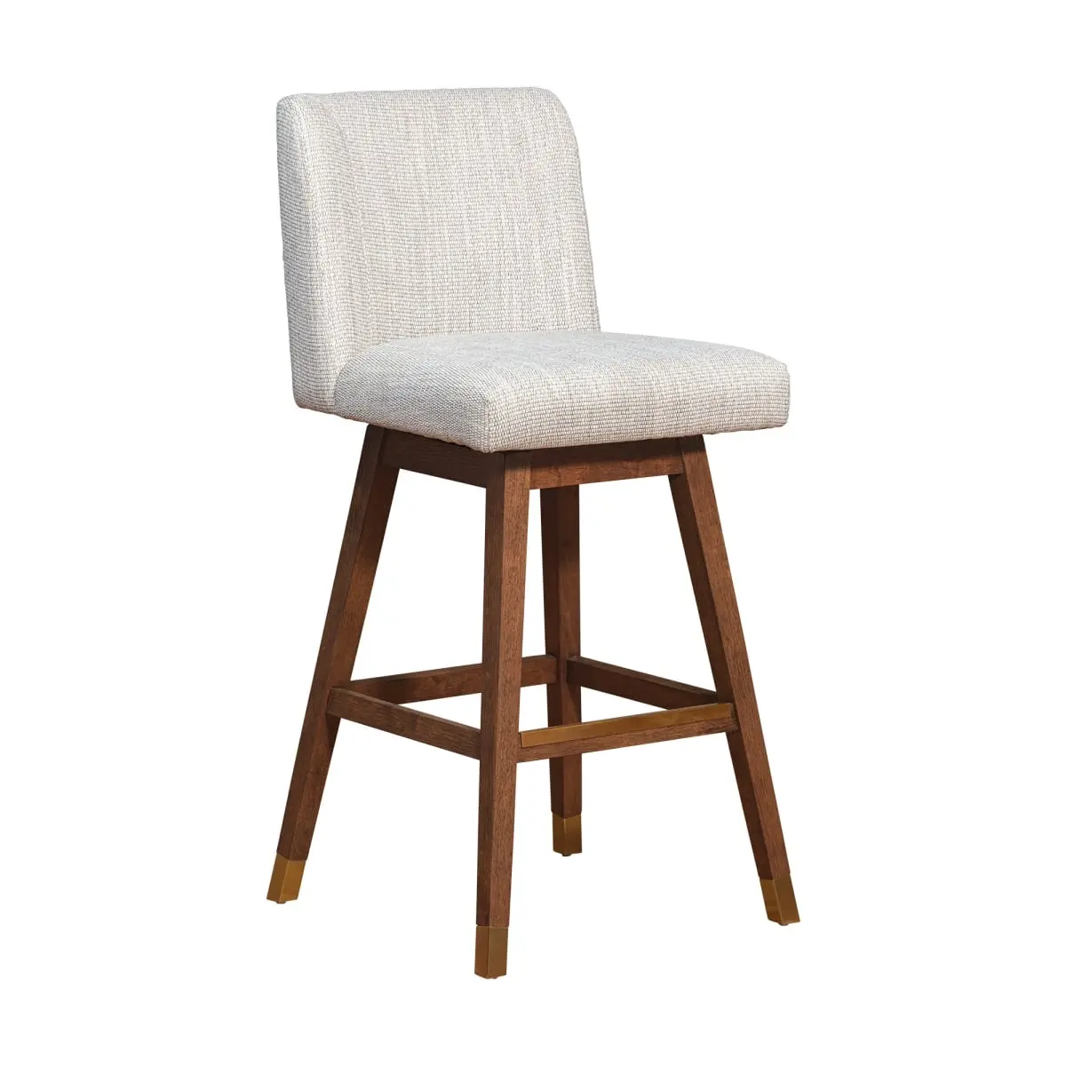 HomeRoots 491362 30 in. Solid Wood Swivel Bar Chair with Footrest - Beige & Brown, Versatile Modern Dining Chair for Indoor Furniture Use, Dining Chairs, Swivel Chairs