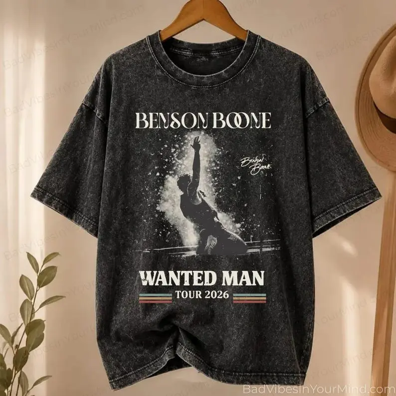 Benson Boone Wanted Man Tour 2026 Wash Shirt,Benson Boone Comfort Color Shirt, Retro Concert Shirt, Vintage Music Fan T-Shirt