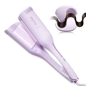 NOVUS Curling Tool One Clamp Molding - Easily Release U-Shaped Waves with Ceramic Coating & 4 Heat Settings Up to 440°F Professional Salon-Level Performance