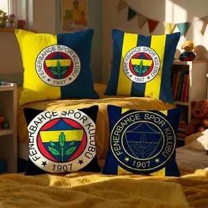 Football sport Fenerbahce football team Cushion Cover INS Style Exquisite Print Short Plush Pillow Case Soft Skin-Friendly Durable Throw Pillow Cover 40x40 Viral Trendy Aesthetic Cozy Luxury Home Decor Living Room Bedroom Sofa Couch