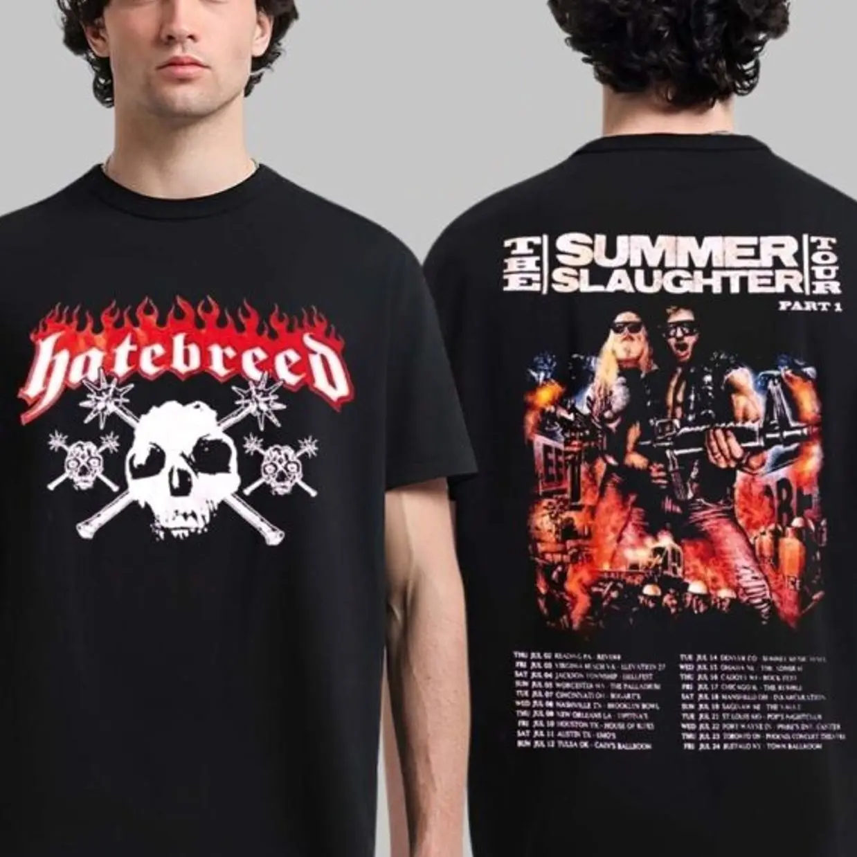 Hatebreed The Summer Slaughter Tour Part 1 2026 Merch Logo With Dates Back Two Sided T-Shirt O7X