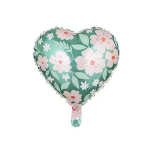 14" Heart with Floral Print Mylar Balloon