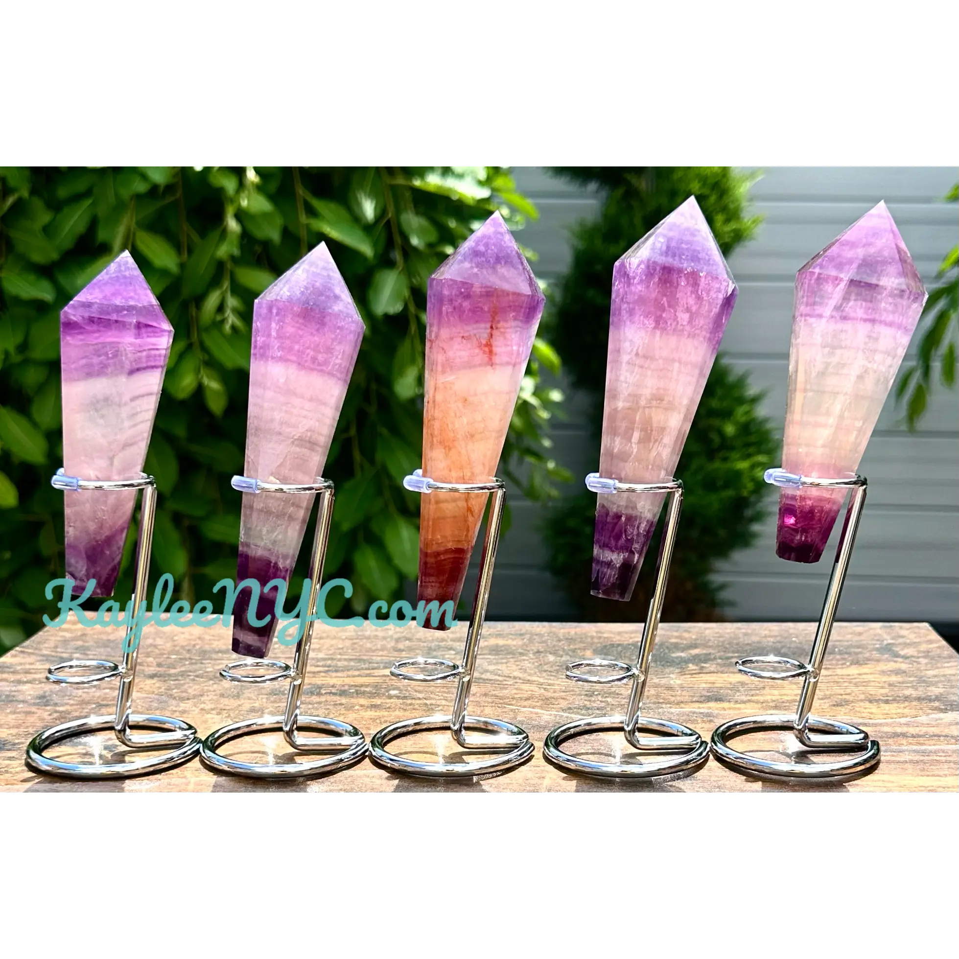 Wholesale Lot 5 pcs Natural Magenta Fluorite Scepter w stand Crystal Energy