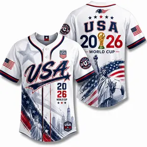 USA 2026 Baseball Jersey for Men Women, Patriotic American Flag Sports Shirt, Button Up Fan Apparel, Casual Graphic Game Day Jersey Top USA