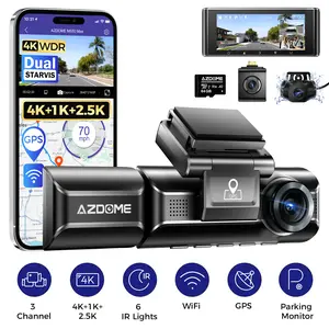 AZDOME M550 MAX 3-Channel 4K Dash Cam with WiFi 4K+1080P+2.5K with 3.19" Screen Built-in WiFi GPS Free 64GB Card IR Night Vision 24H park monitor 3-Lens Car DVR with Loop Recording Wide Angle hd car camera 3-Channel WIFI Car Dashcam