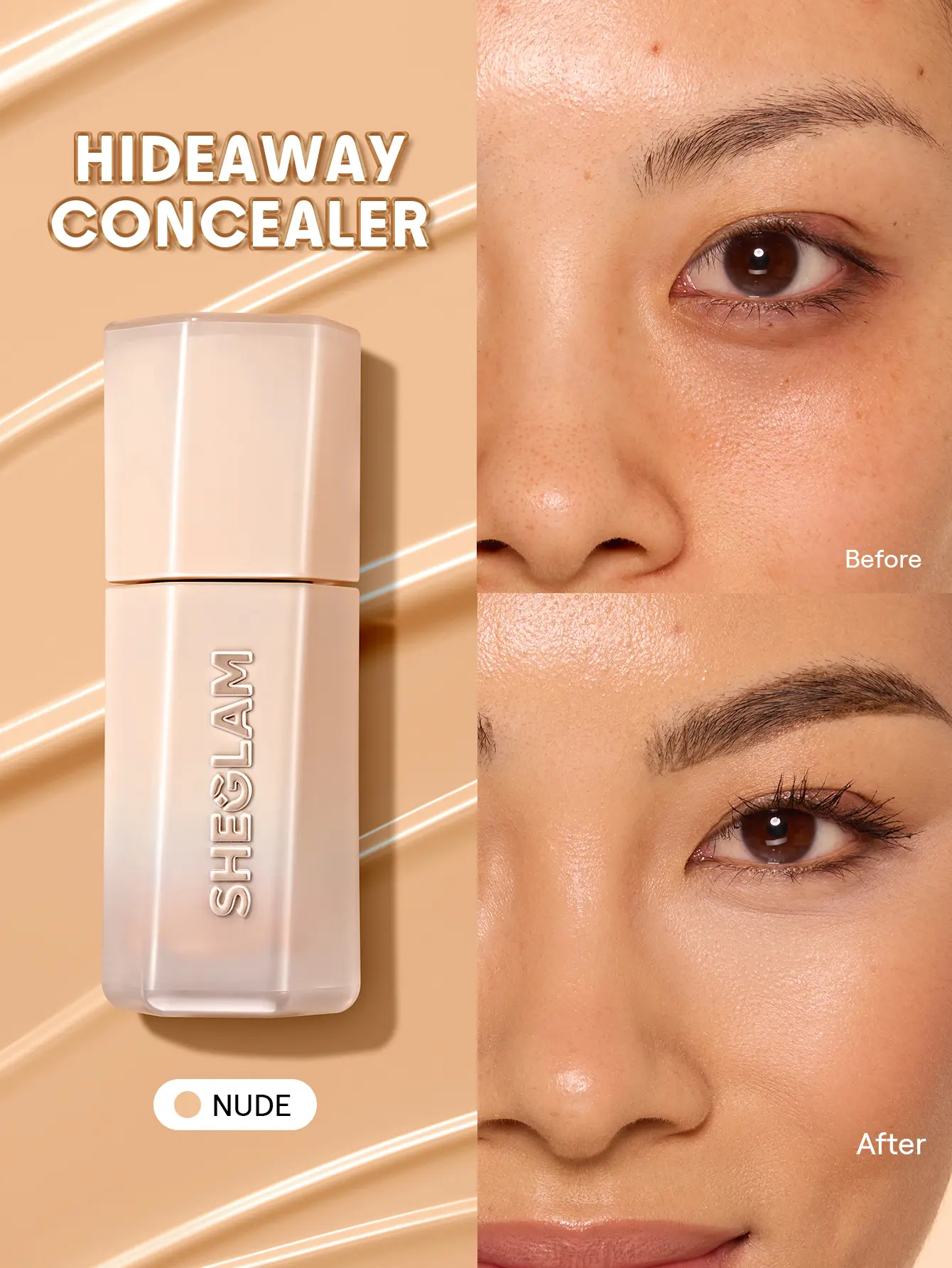 SHEGLAM Hideaway Full-Coverage Concealer Color Corrector Brightener And Highlighter Natural Non Caking