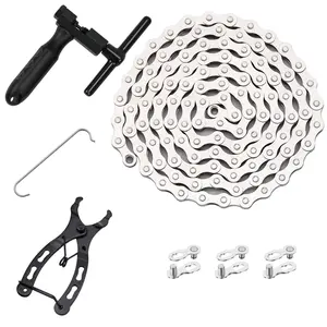 Bike Chain Kit, Single Speed Multi-Function Bike Mechanic Repair Kit, Chain Breaker and Bike Link Plier with Hook and 3 Pairs Bicycle Buckle, Reusable